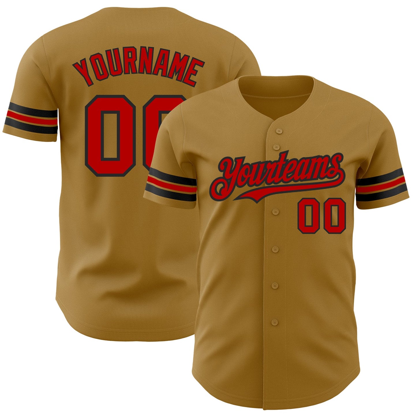 Custom Old Gold Red-Black Authentic Baseball Jersey - Sky-Custom