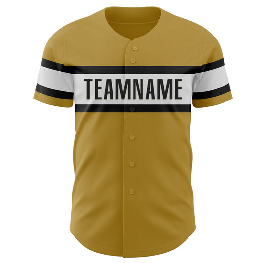 Custom Old Gold Black-White Authentic Baseball Jersey - Sky-Custom