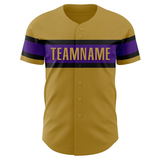 Custom Old Gold Purple-Black Authentic Baseball Jersey - Sky-Custom