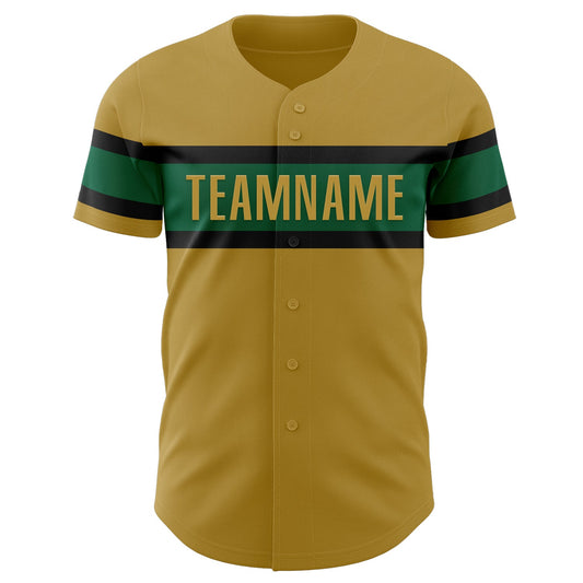 Custom Old Gold Kelly Green-Black Authentic Baseball Jersey - Sky-Custom