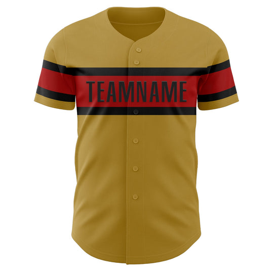 Custom Old Gold Red-Black Authentic Baseball Jersey - Sky-Custom