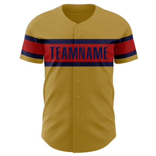 Custom Old Gold Red-Navy Authentic Baseball Jersey - Sky-Custom