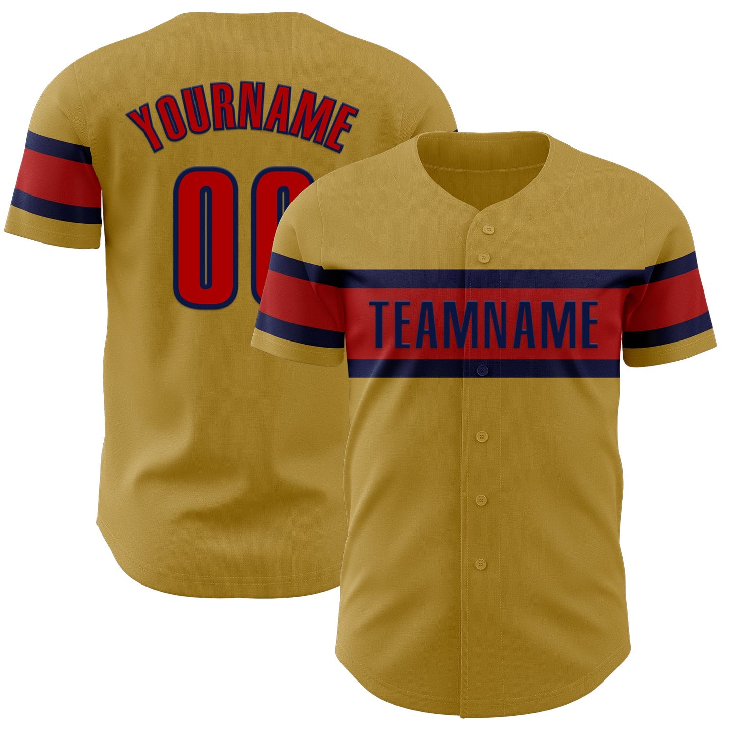 Custom Old Gold Red-Navy Authentic Baseball Jersey - Sky-Custom