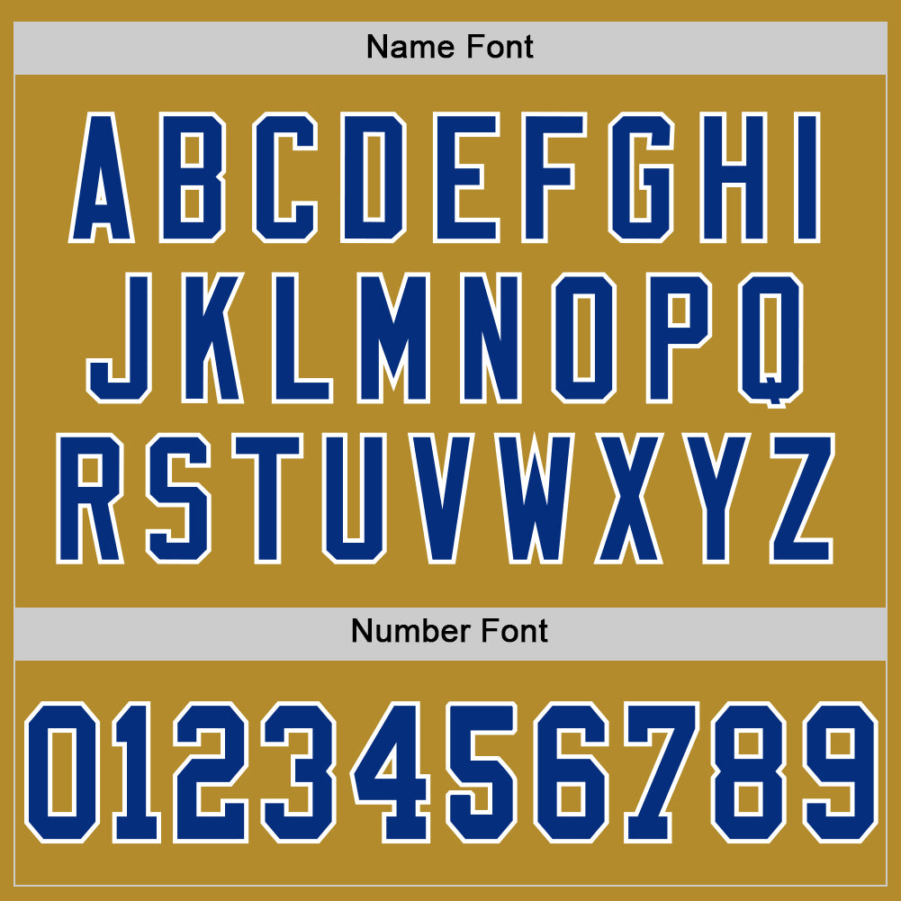 Custom Old Gold Royal-White Mesh Authentic Throwback Football Jersey - Sky-Custom