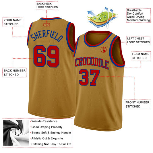 Custom Old Gold Red-Royal Authentic Basketball Jersey - Sky-Custom