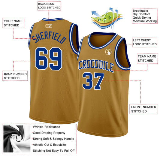 Custom Old Gold Royal-White Authentic Basketball Jersey - Sky-Custom