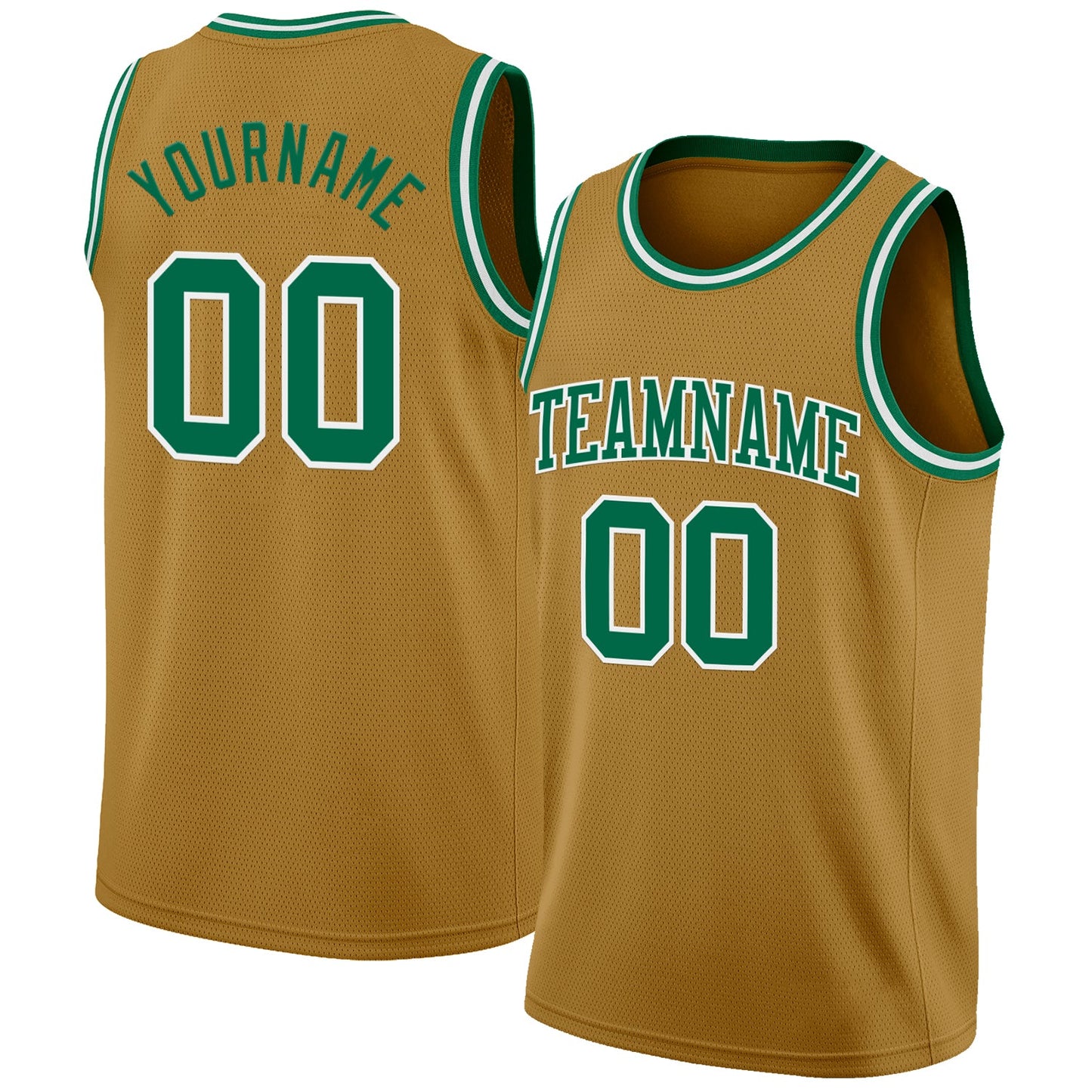 Custom Old Gold Kelly Green-White Authentic Basketball Jersey - Sky-Custom