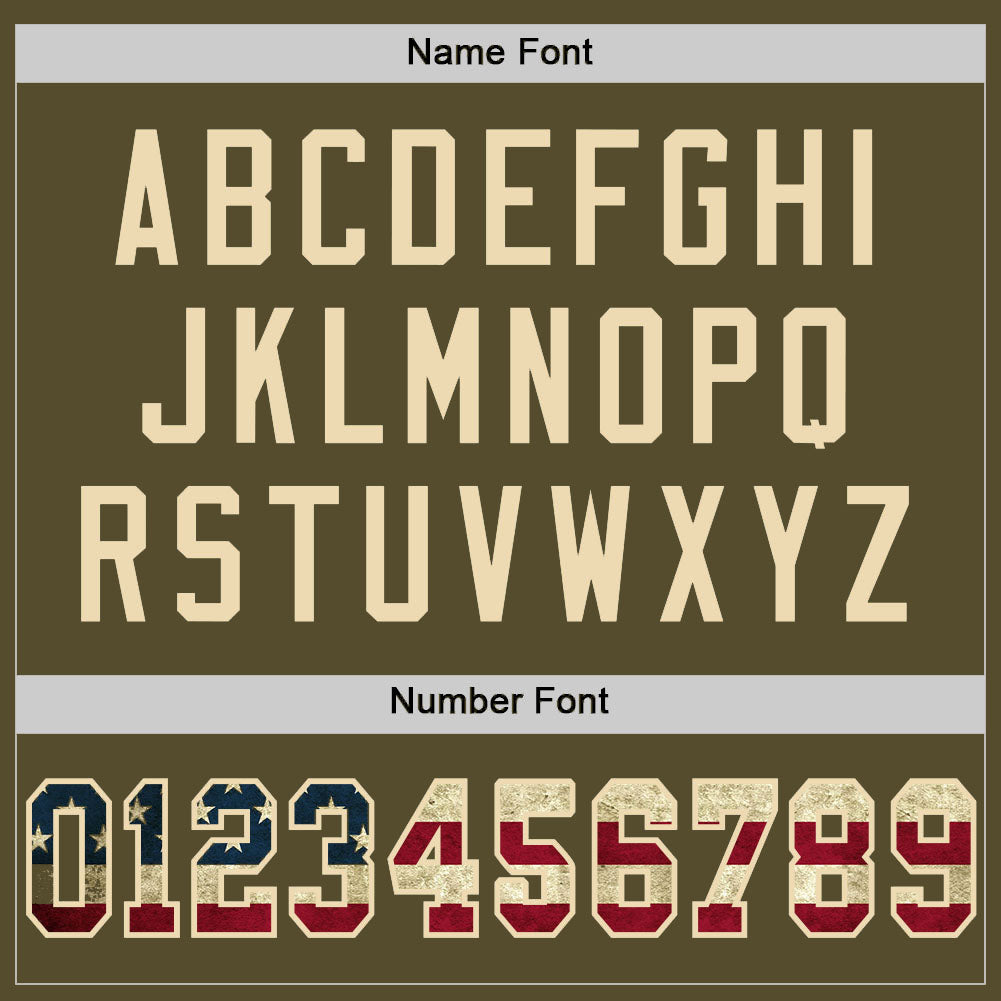 Custom Olive Vintage USA Flag-Cream Mesh Authentic Salute To Service Football Jersey - Sky-Custom