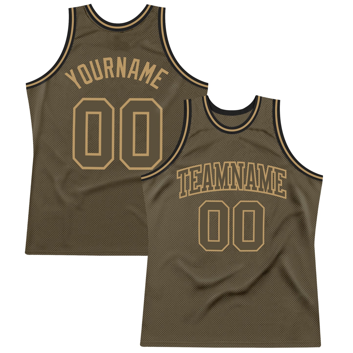 Custom Olive Olive-Old Gold Authentic Throwback Salute To Service Basketball Jersey - Sky-Custom