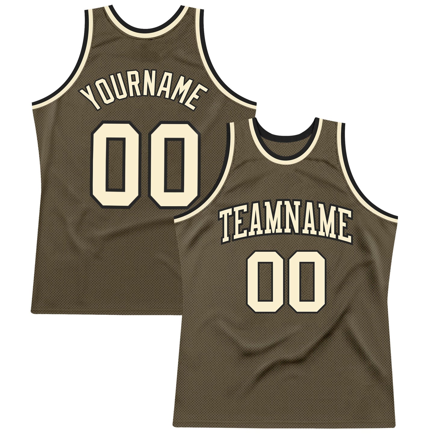 Custom Olive Cream-Black Authentic Throwback Salute To Service Basketball Jersey - Sky-Custom