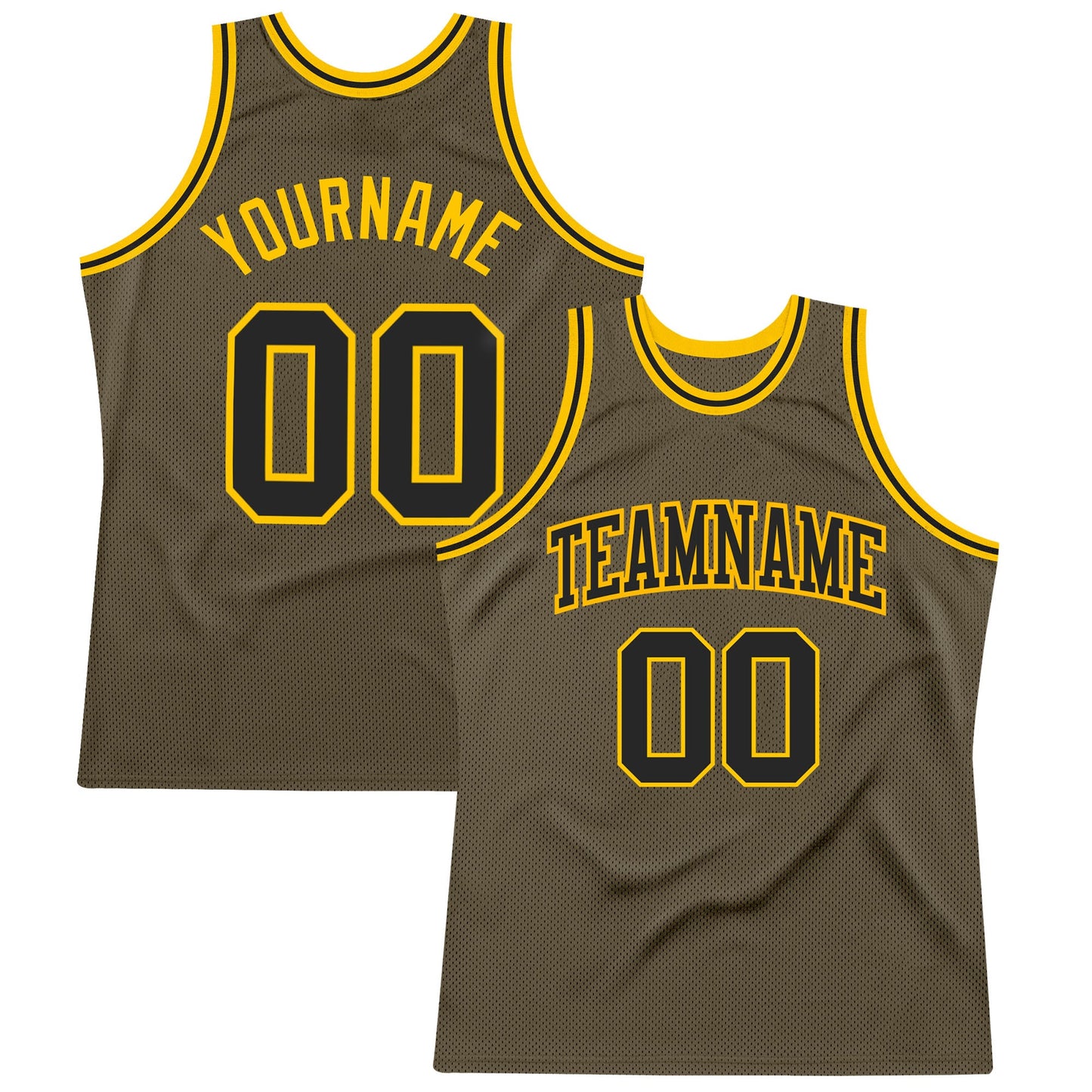 Custom Olive Black-Gold Authentic Throwback Salute To Service Basketball Jersey - Sky-Custom
