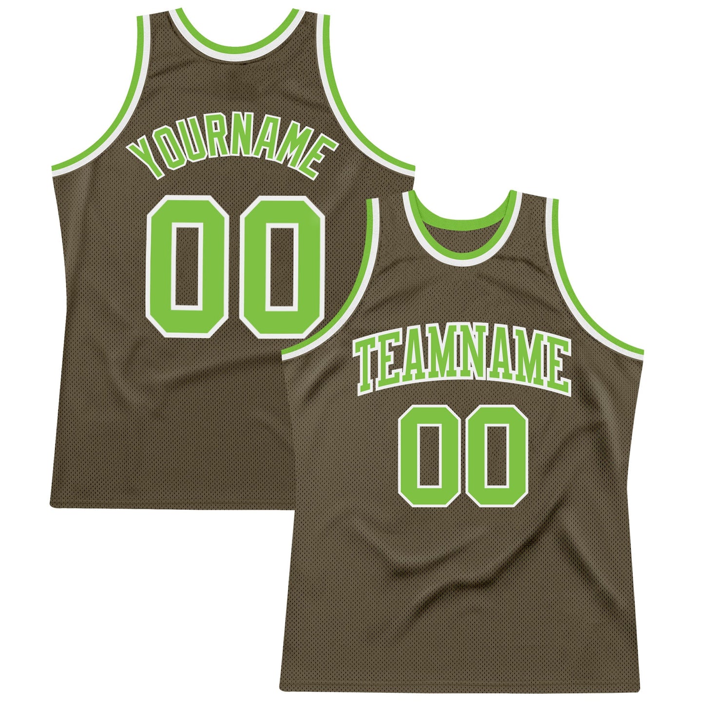 Custom Olive Neon Green-White Authentic Throwback Salute To Service Basketball Jersey - Sky-Custom