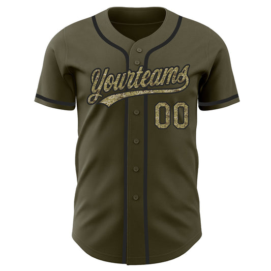 Custom Olive Camo-Black Authentic Salute To Service Baseball Jersey - Sky-Custom