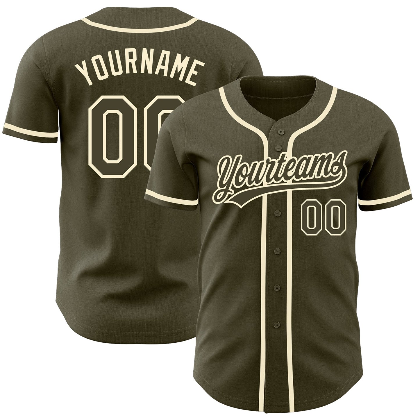 Custom Olive Olive-Cream Authentic Salute To Service Baseball Jersey - Sky-Custom