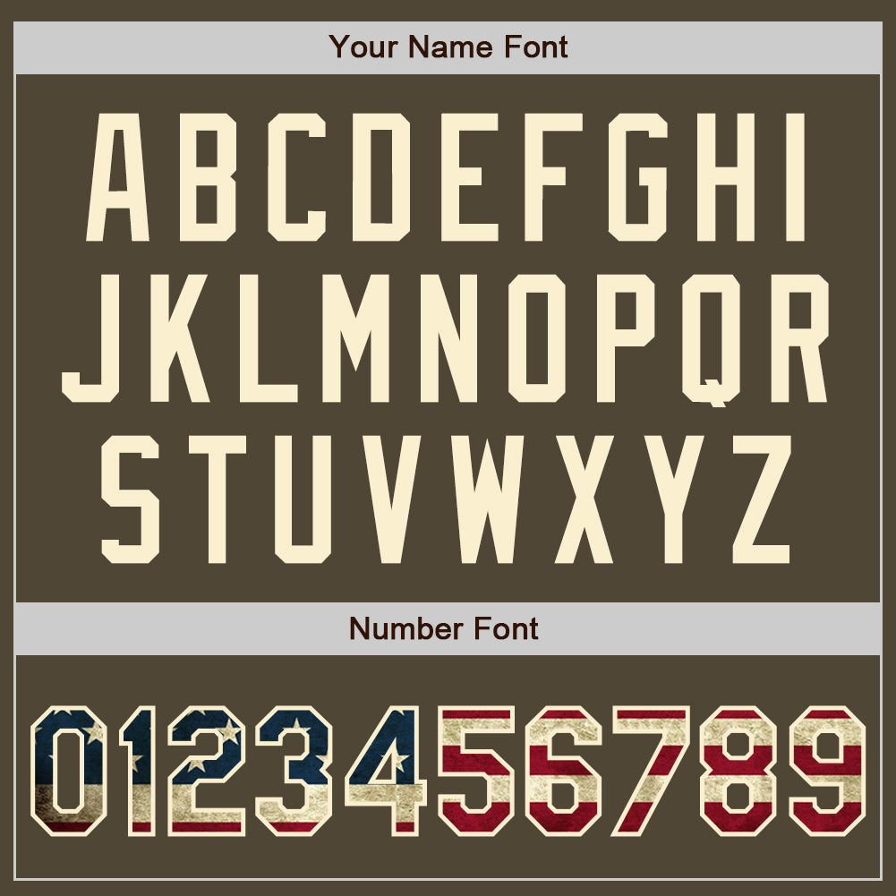 Custom Olive Vintage USA Flag-Cream Authentic Salute To Service Baseball Jersey - Sky-Custom