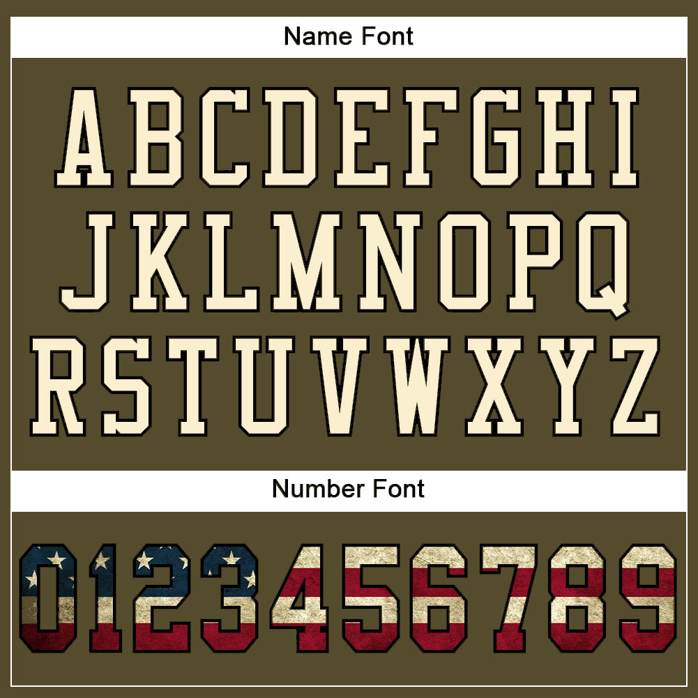 Custom Olive Vintage USA Flag Cream-Black Mesh Authentic Salute To Service Football Jersey - Sky-Custom