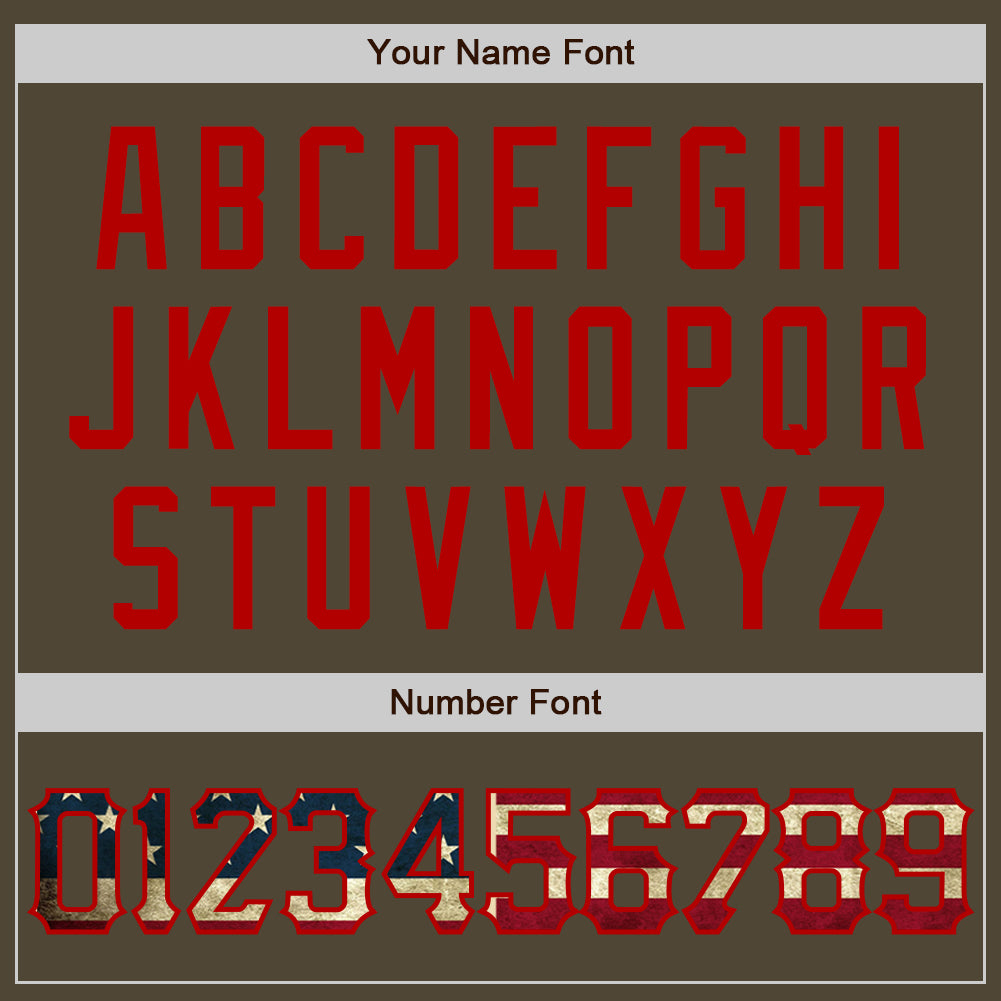 Custom Olive Vintage USA Flag-Red Authentic Salute To Service Baseball Jersey - Sky-Custom