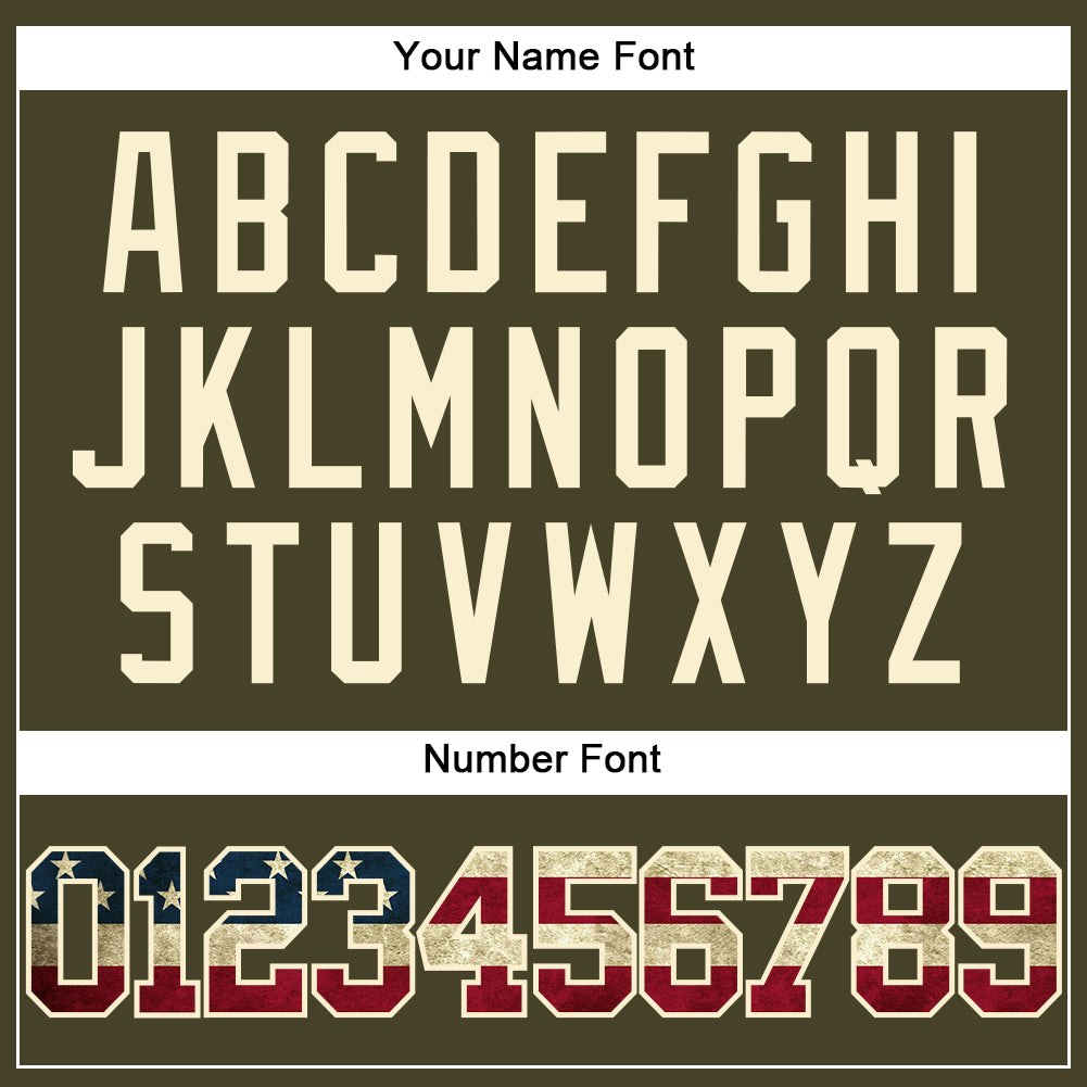 Custom Olive Vintage USA Flag Cream-Crimson Authentic Salute To Service Baseball Jersey - Sky-Custom