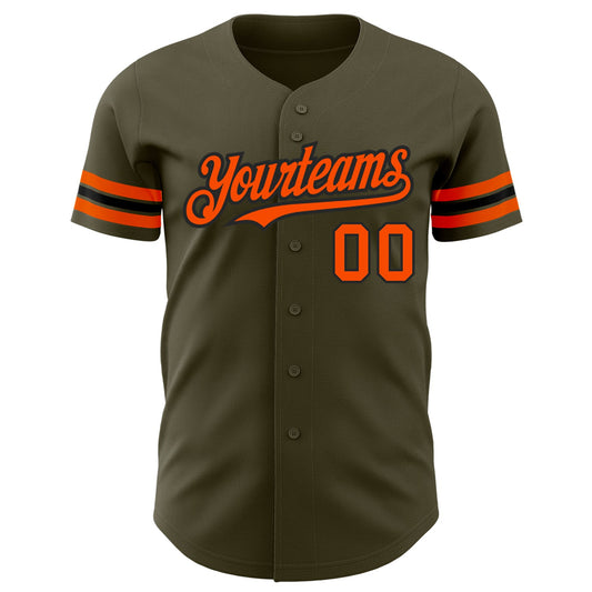 Custom Olive Orange-Black Authentic Salute To Service Baseball Jersey - Sky-Custom