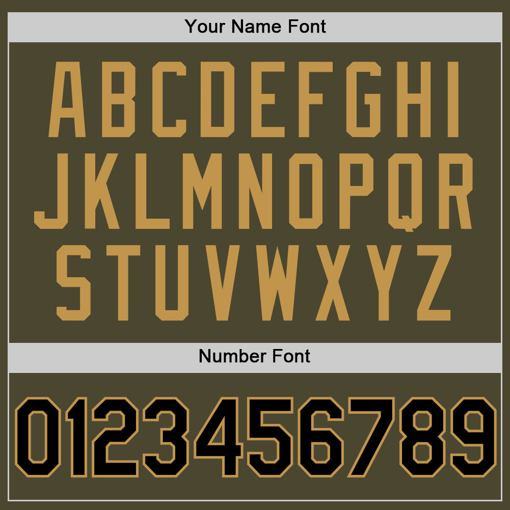 Custom Olive Black-Old Gold Authentic Throwback Salute To Service Baseball Jersey - Sky-Custom