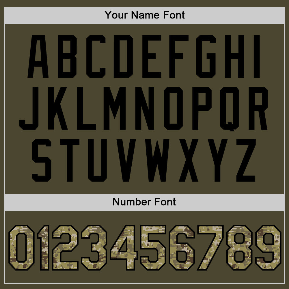 Custom Olive Camo Black-Old Gold Authentic Throwback Salute To Service Baseball Jersey - Sky-Custom