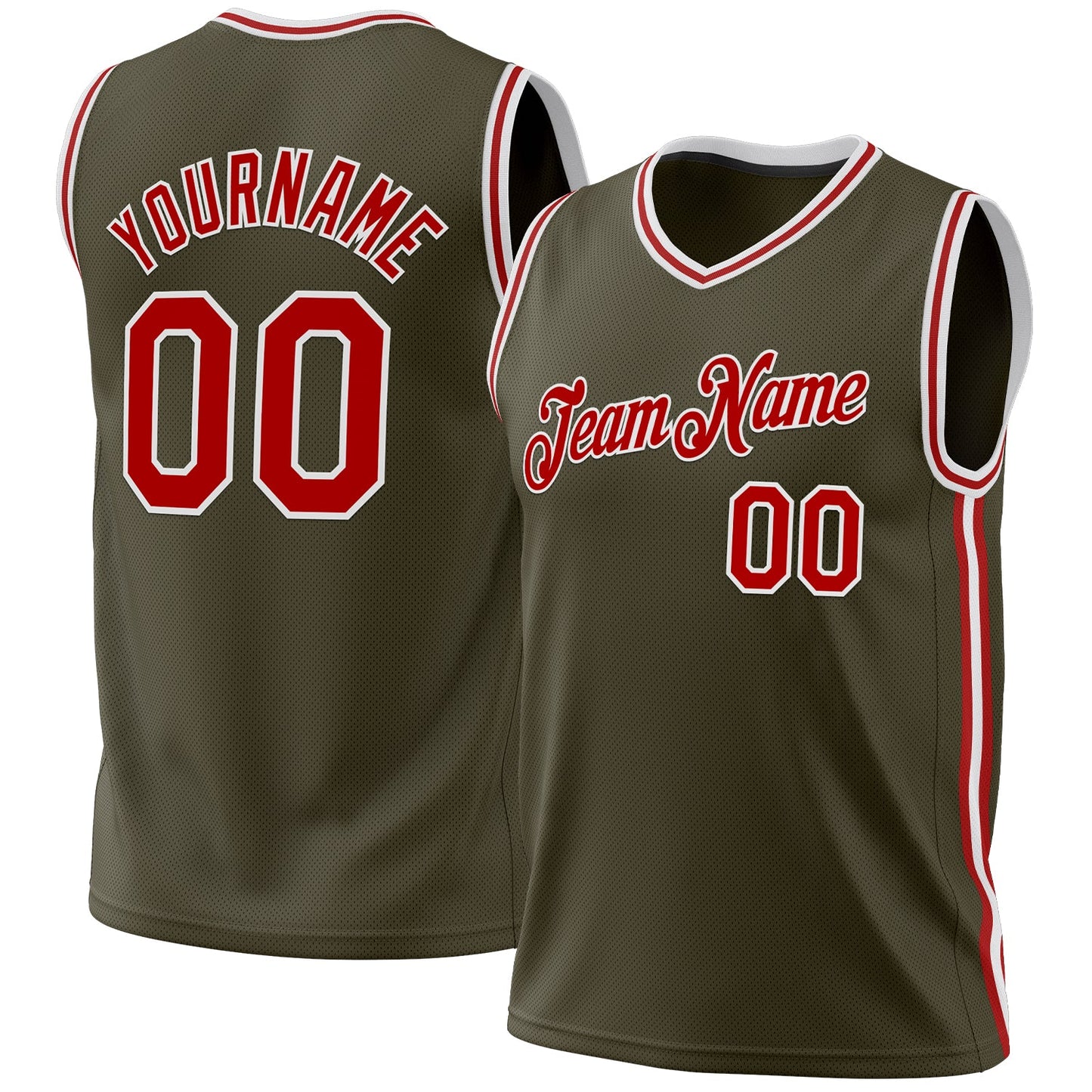 Custom Olive Red-White Authentic Throwback Salute To Service Basketball Jersey - Sky-Custom