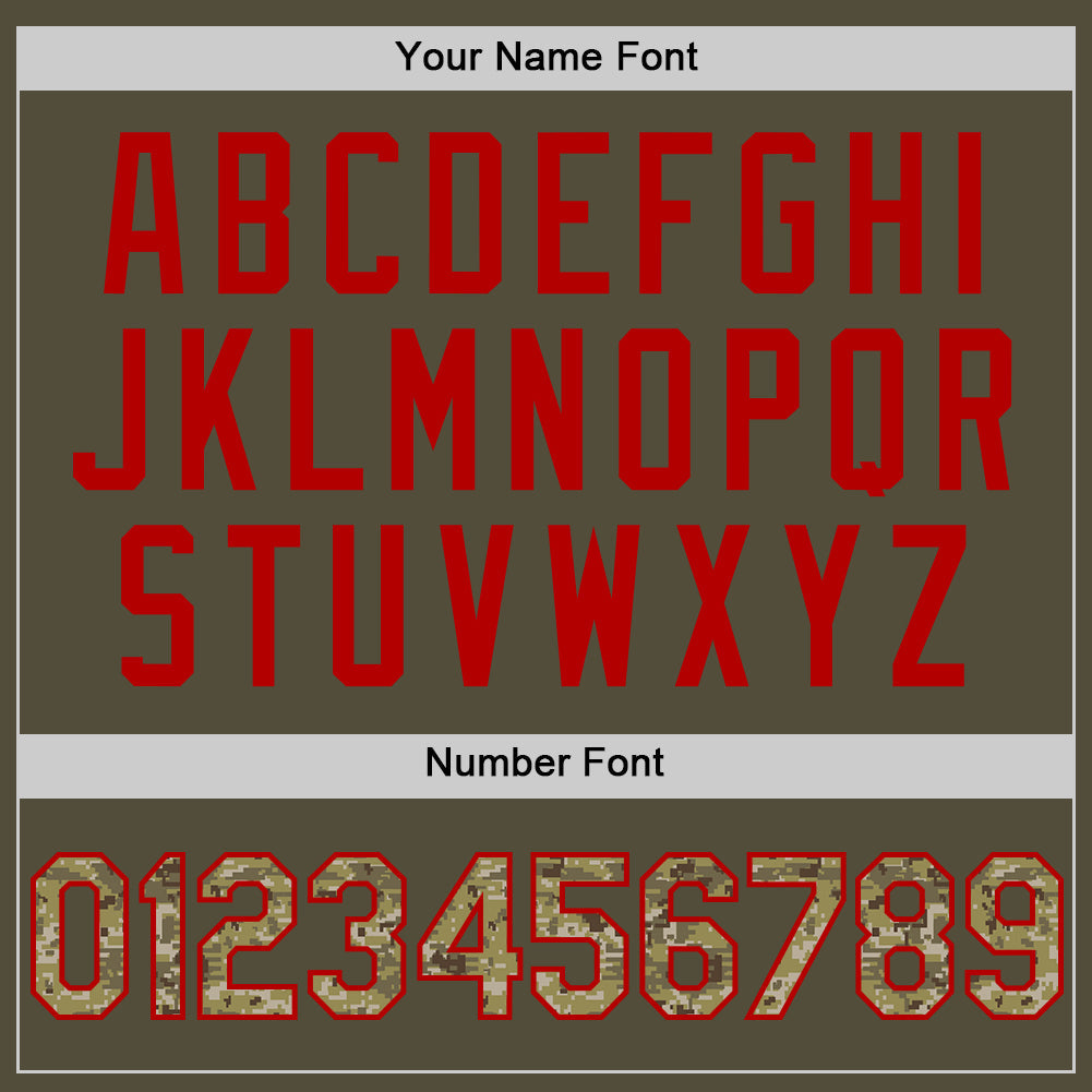 Custom Olive Camo-Red Mesh Authentic Throwback Salute To Service Baseball Jersey - Sky-Custom