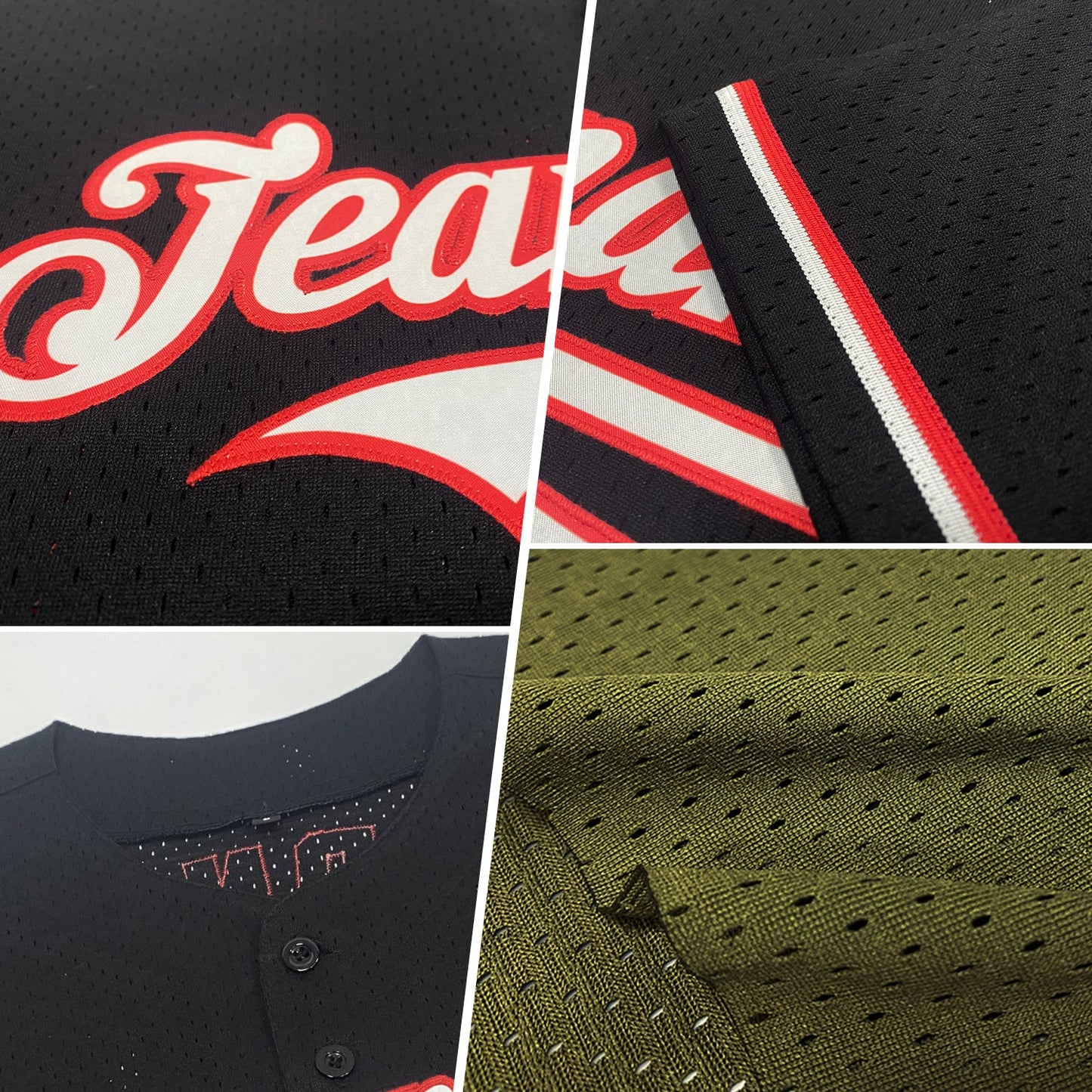 Custom Olive Red-Cream Mesh Authentic Throwback Salute To Service Baseball Jersey - Sky-Custom