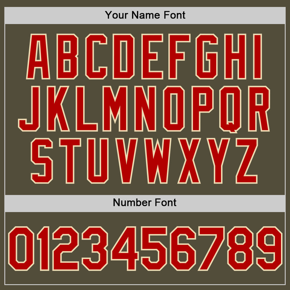 Custom Olive Red-Cream Mesh Authentic Throwback Salute To Service Baseball Jersey - Sky-Custom