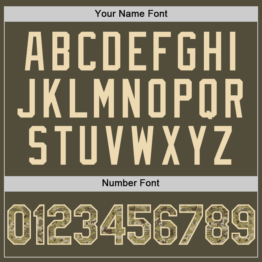 Custom Olive Camo-Cream Mesh Authentic Throwback Salute To Service Baseball Jersey - Sky-Custom