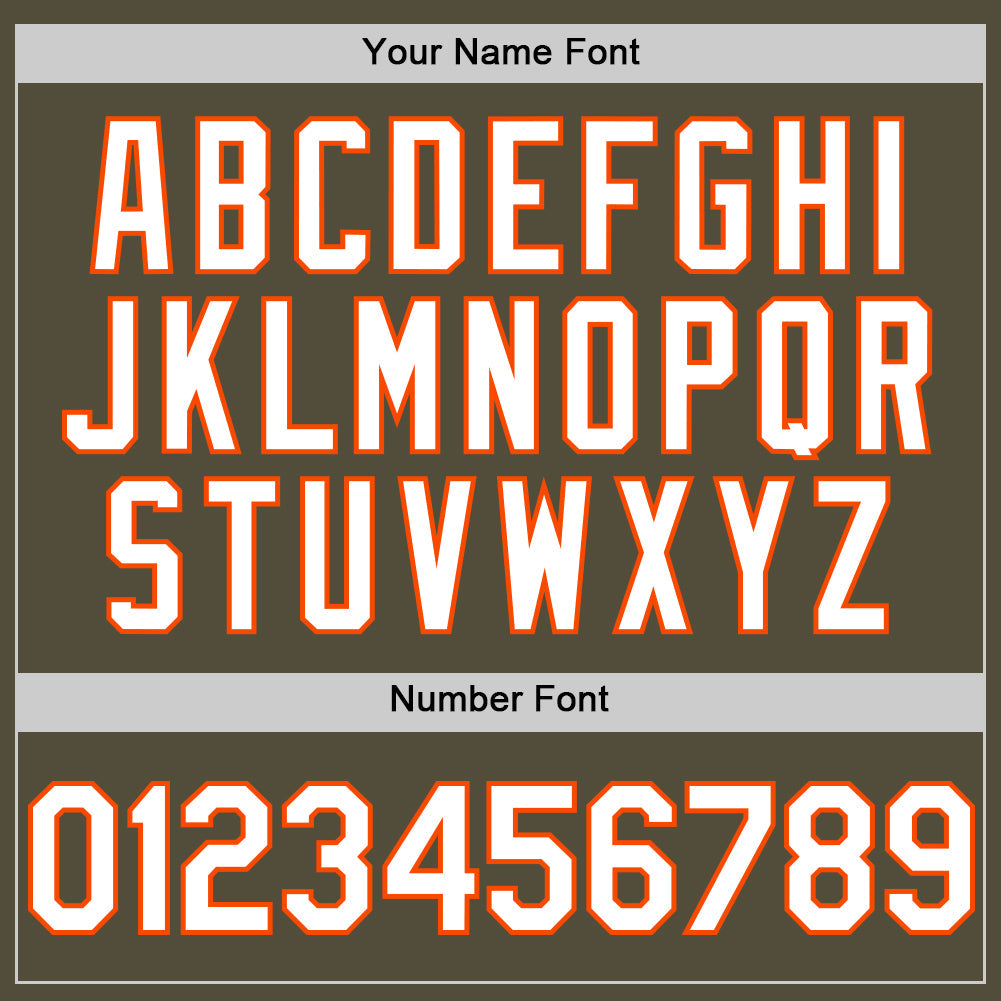 Custom Olive White-Orange Mesh Authentic Throwback Salute To Service Baseball Jersey - Sky-Custom