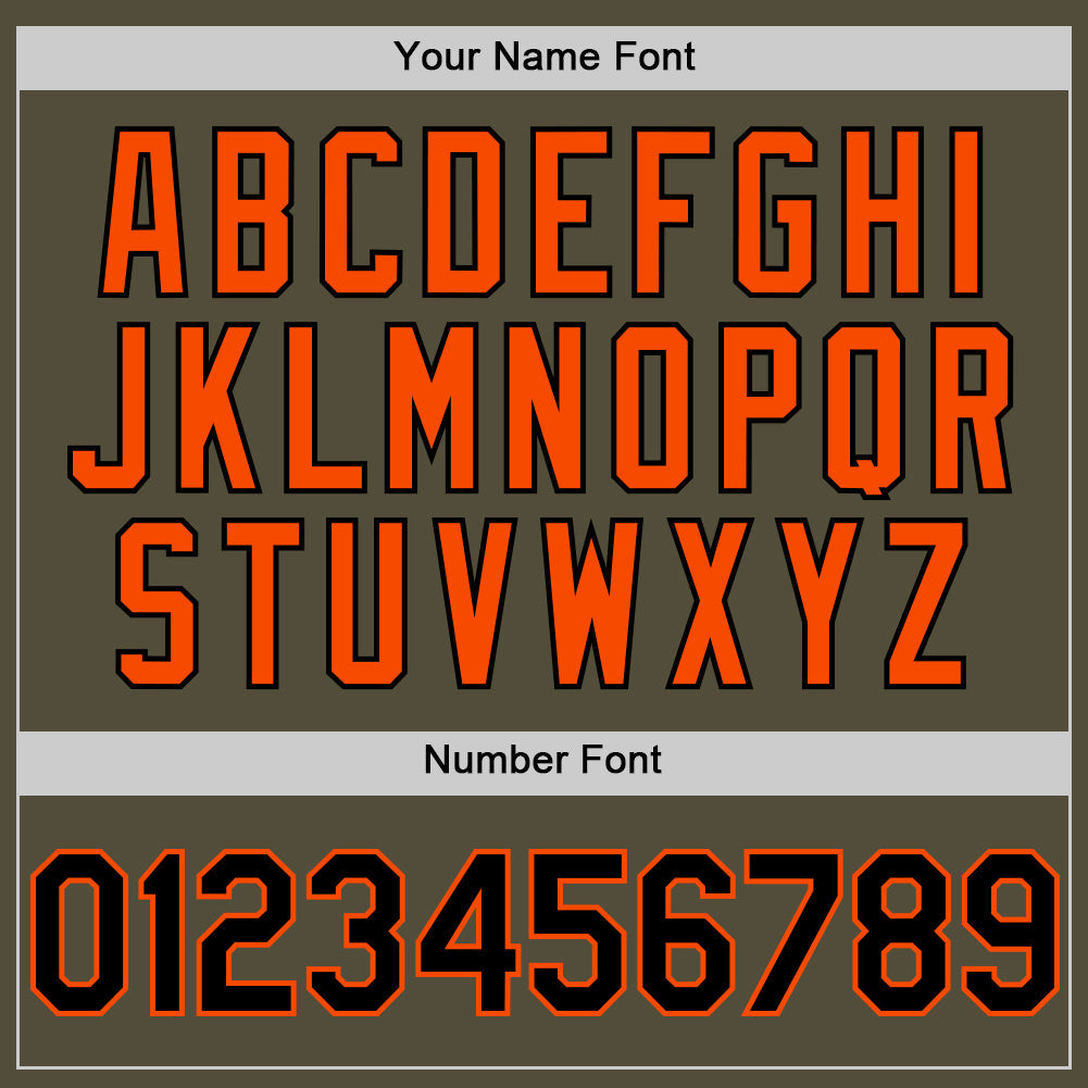 Custom Olive Black-Orange Mesh Authentic Throwback Salute To Service Baseball Jersey - Sky-Custom