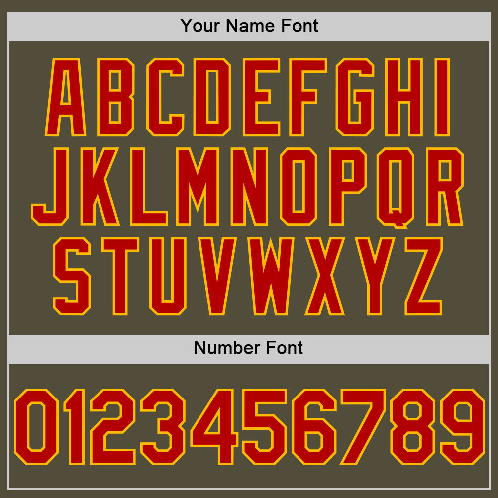 Custom Olive Red-Gold Mesh Authentic Throwback Salute To Service Baseball Jersey - Sky-Custom