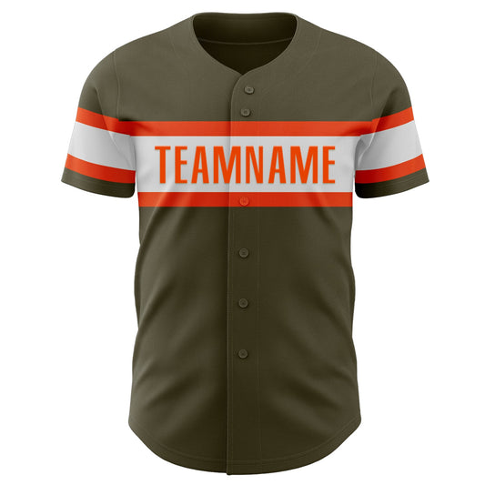 Custom Olive White-Orange Authentic Salute To Service Baseball Jersey - Sky-Custom