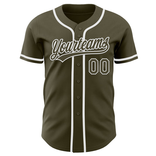 Custom Olive White Authentic Salute To Service Baseball Jersey - Sky-Custom