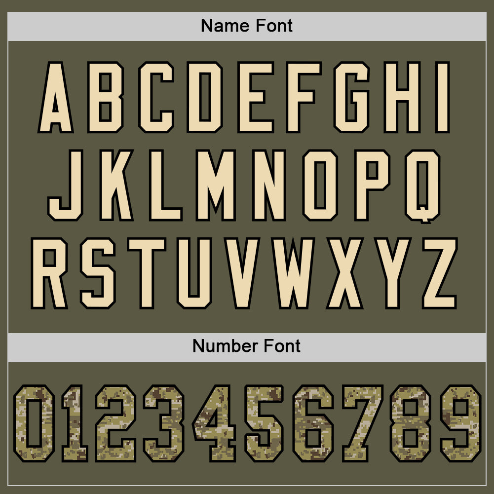 Custom Olive Camo Black-Cream Mesh Authentic Throwback Salute To Service Football Jersey - Sky-Custom