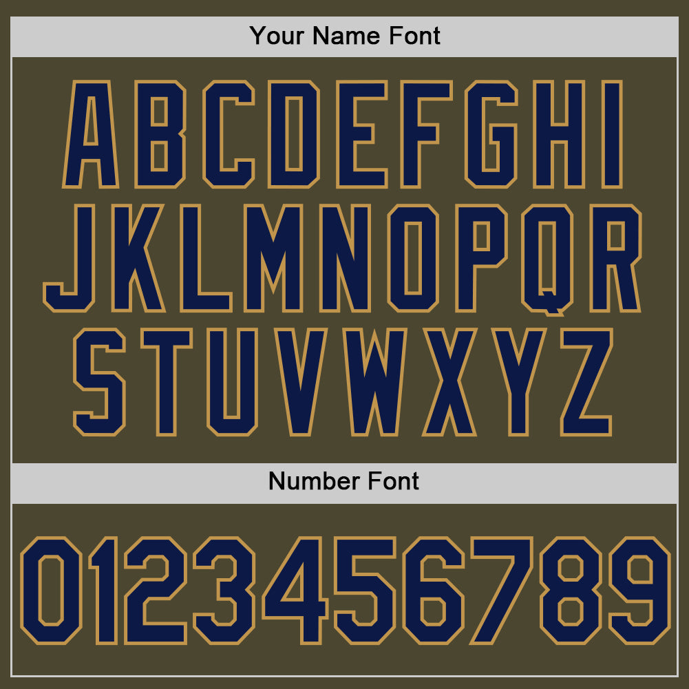 Custom Olive Navy-Old Gold Authentic Throwback Salute To Service Baseball Jersey - Sky-Custom