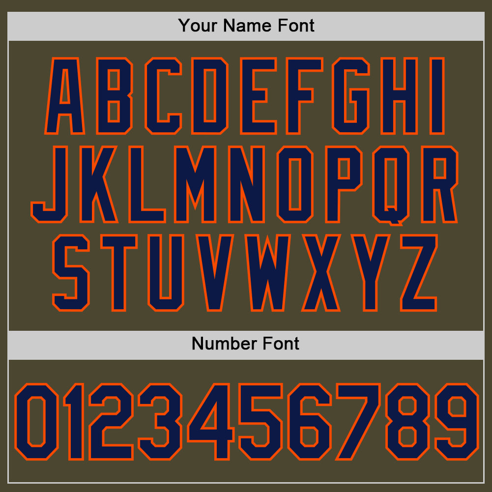 Custom Olive Navy-Orange Authentic Throwback Salute To Service Baseball Jersey - Sky-Custom
