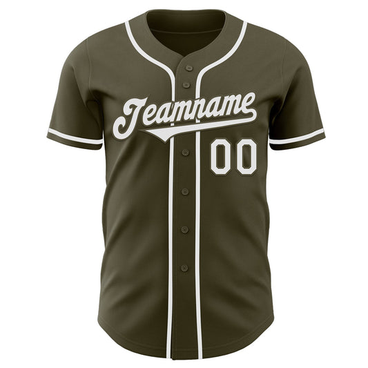 Custom Olive White Authentic Salute To Service Baseball Jersey - Sky-Custom