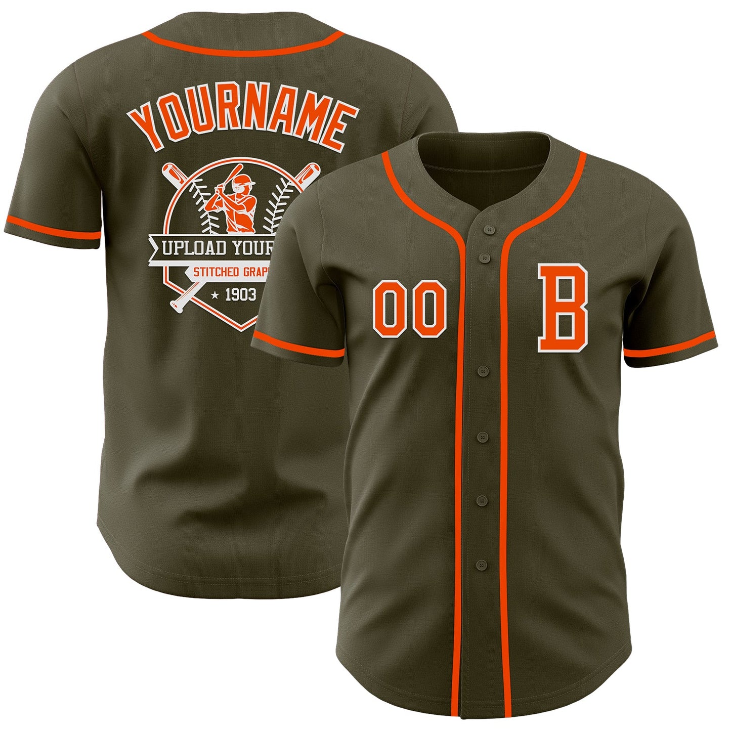 Custom Olive Orange-White Authentic Salute To Service Baseball Jersey - Sky-Custom