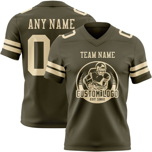 Custom Olive Cream Mesh Authentic Salute To Service Football Jersey - Sky-Custom
