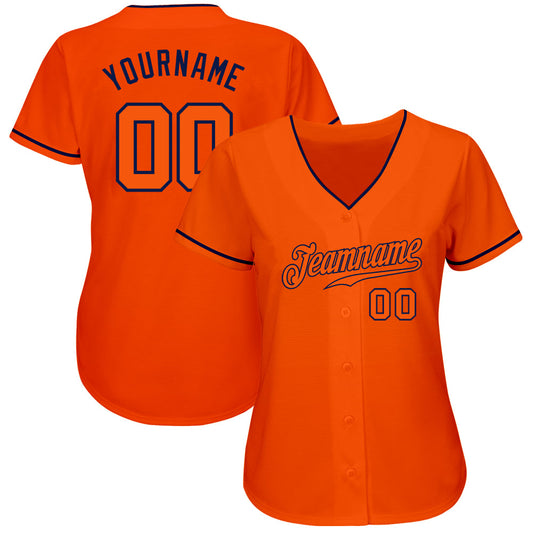 Custom Orange Orange-Navy Authentic Baseball Jersey - Sky-Custom