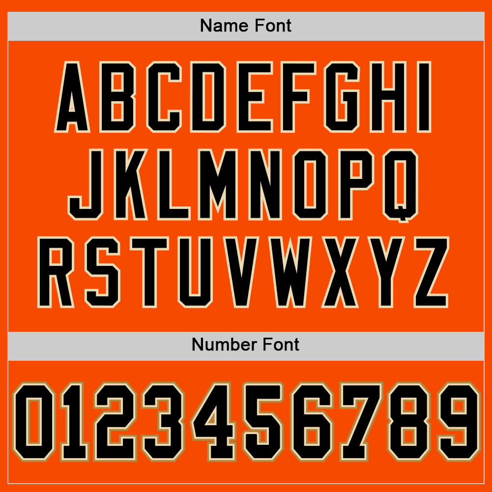 Custom Orange Black-Old Gold Mesh Authentic Football Jersey - Sky-Custom