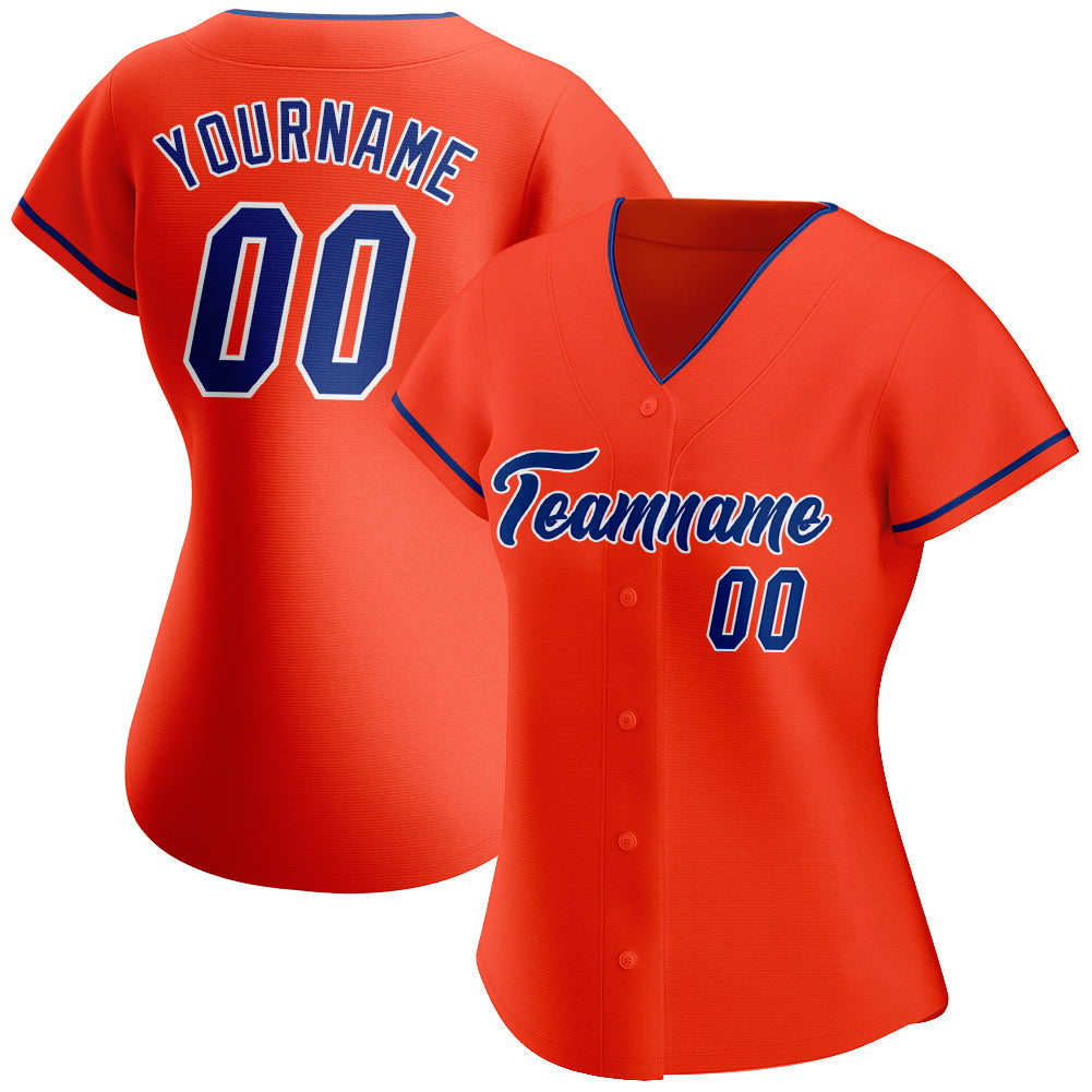 Custom Orange Royal-White Authentic Baseball Jersey - Sky-Custom