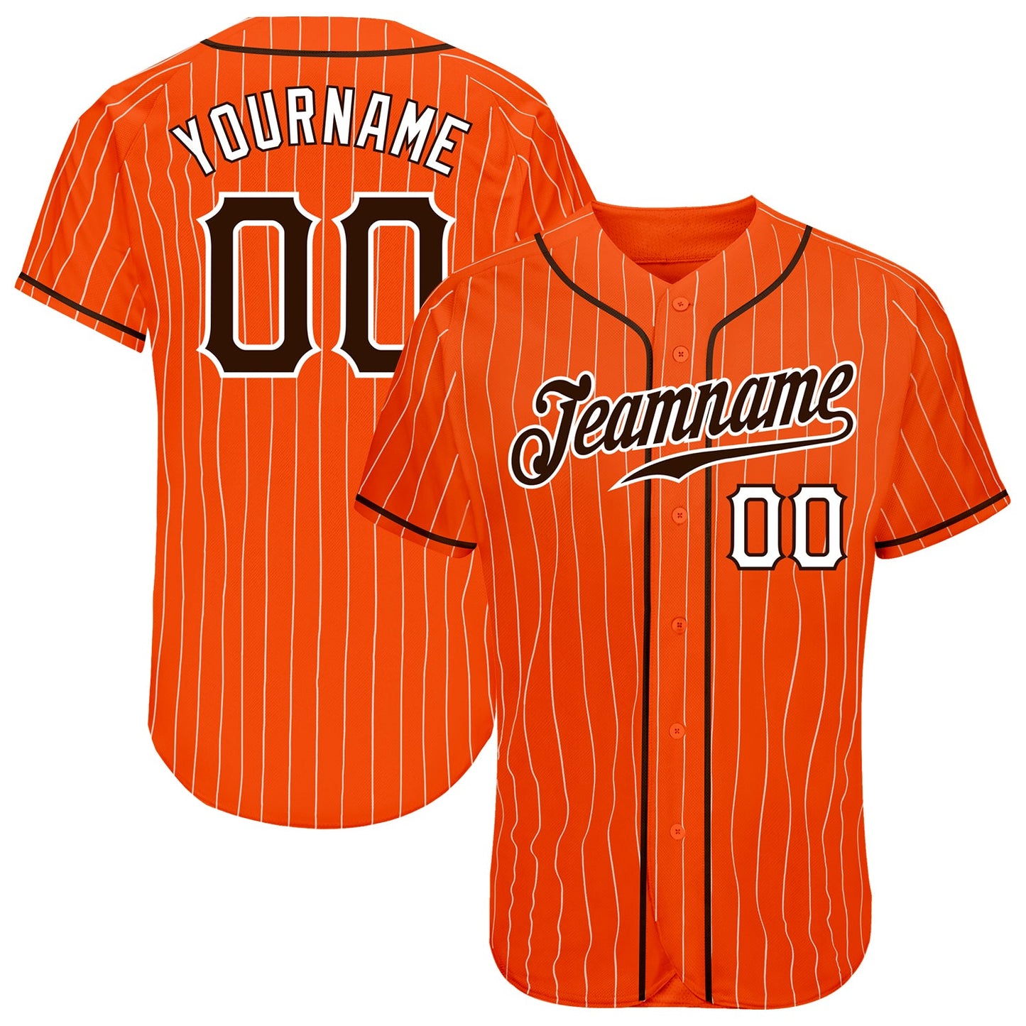 Custom Orange White Pinstripe Brown-White Authentic Baseball Jersey - Sky-Custom