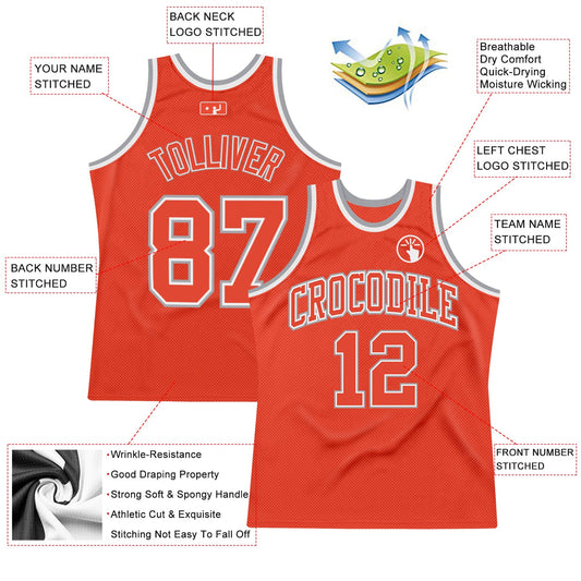 Custom Orange Orange-Gray Authentic Throwback Basketball Jersey - Sky-Custom