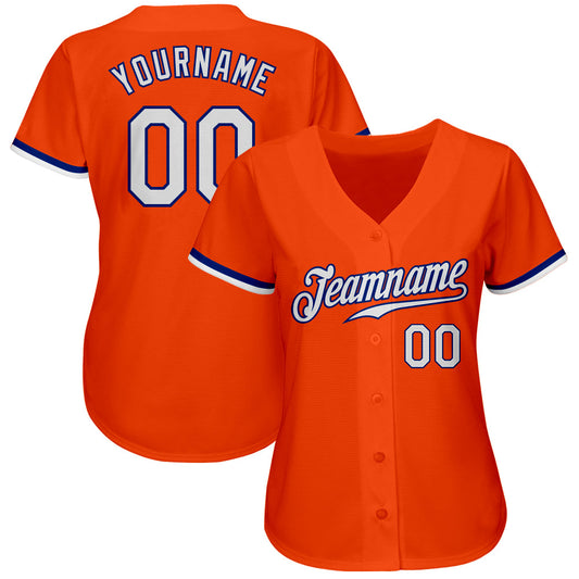 Custom Orange White-Royal Authentic Baseball Jersey - Sky-Custom