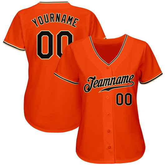 Custom Orange Black-City Cream Authentic Baseball Jersey - Sky-Custom