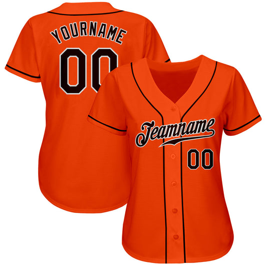 Custom Orange Brown-White Authentic Baseball Jersey - Sky-Custom