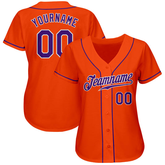 Custom Orange Purple-White Authentic Baseball Jersey - Sky-Custom